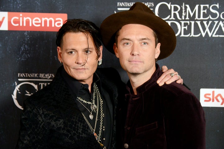 Johnny Depp and Jude Law attend the U.K. premiere of "Fantastic Beasts: The Crimes Of Grindelwald." 