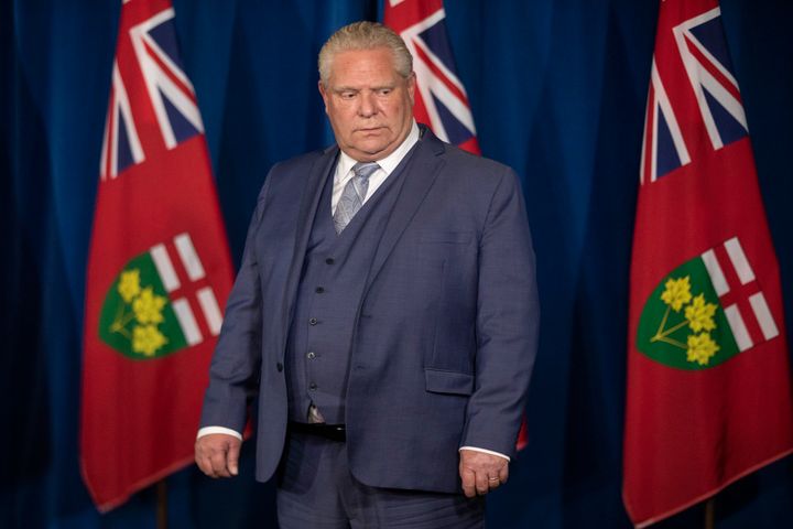 Ontario Premier Doug Ford attends a briefing in Toronto on Nov, 13, 2020. 