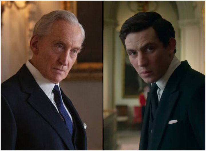 Charles Dance as Lord Mountbatten and Josh O'Connor as Prince Charles in The Crown