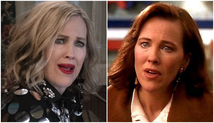 Catherine O'Hara as Moira Rose in Schitt's Creek (left) and as Kate McCallister in Home Alone