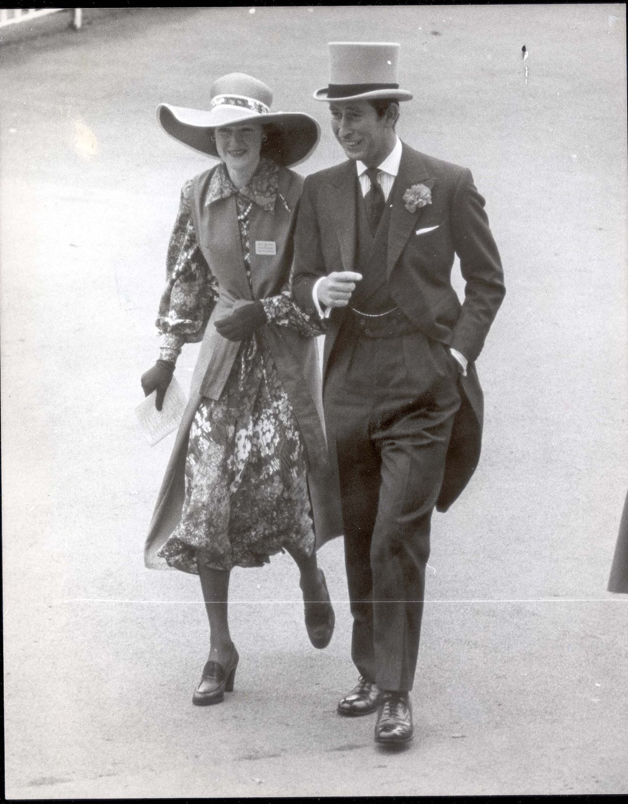 Prince Charles with Diana's older sister, Lady Sarah Spencer at Royal Ascot in 1977 