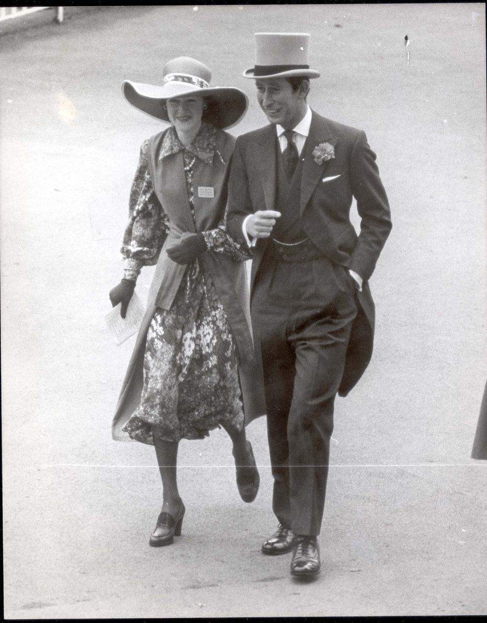 Prince Charles with Diana's older sister, Lady Sarah Spencer at Royal Ascot in 1977 