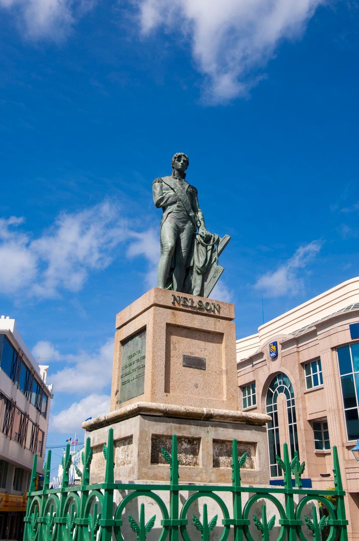 Statue of Lord Horatio Nelson in Bridgetown, the capital city of Barbados, an island in the Caribbean. 