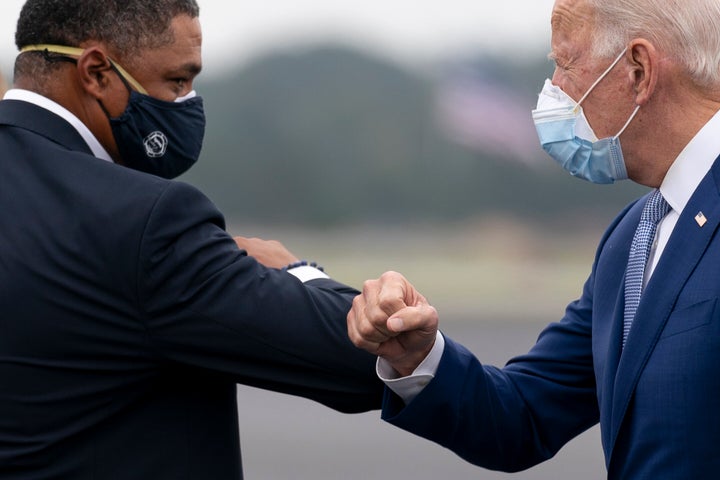 President-elect Joe Biden (right) has selected Louisiana Rep. Cedric Richmond (left) to serve as a senior adviser and the director of the White House Office of Public Engagement. (AP Photo/Andrew Harnik)