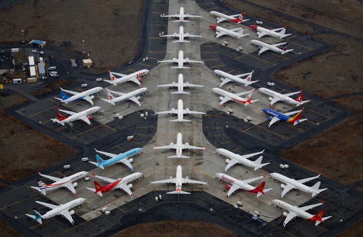 Grounded Boeing 737 MAX aircraft are seen parked at Grant County International Airport in Moses Lake, Wash., Nov. 17, 2020. Canada will not immediately follow the U.S. in allowing the Boeing 737 MAX aircraft to return to Canadian airspace.
