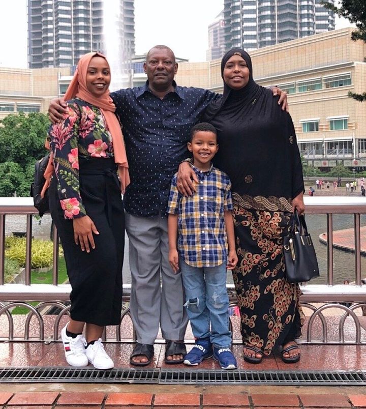 Afnan Salem with her parents and nephew in Kuala Lumpur during a recent visit in July 2019.