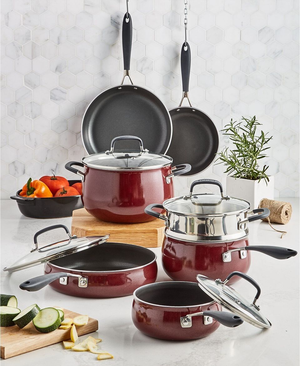 Cravings by Chrissy Teigen 22-Pc. Nonstick Aluminum Combination Cookware  Set (RED)