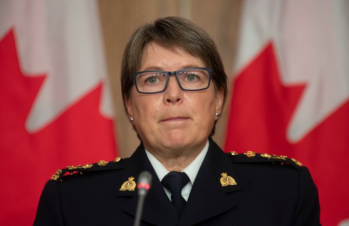 RCMP Commissioner Brenda Lucki at a news conference in Ottawa on Oct. 21, 2020.