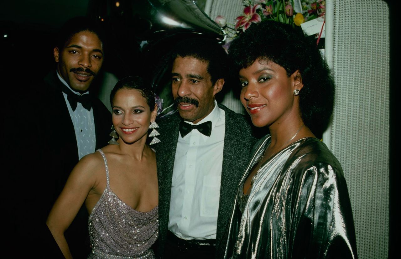 Norm Nixon, Allen, Richard Pryor and Phylicia Rashad after the opening-night performance of Broadway's "Sweet Charity" on April 28, 1986.
