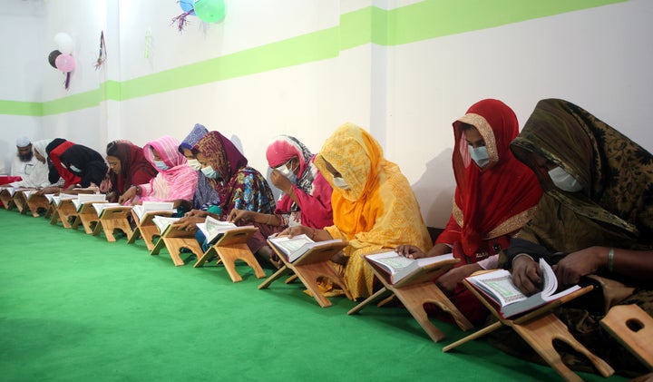 Transgender students reading the holy Quran at Dawatul Quran Tritia Linger Madrasa in the Bangladesh's capital Dhaka on Friday, 6th November 2020. 