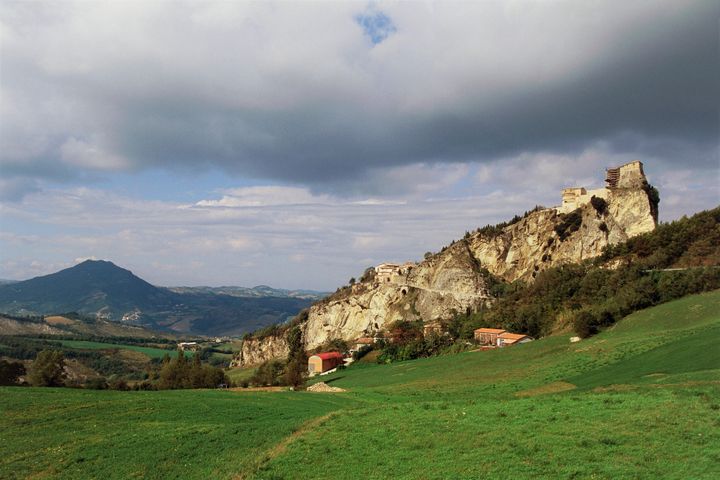 View of San Leo fort, Emilia-Romagna, Italy.