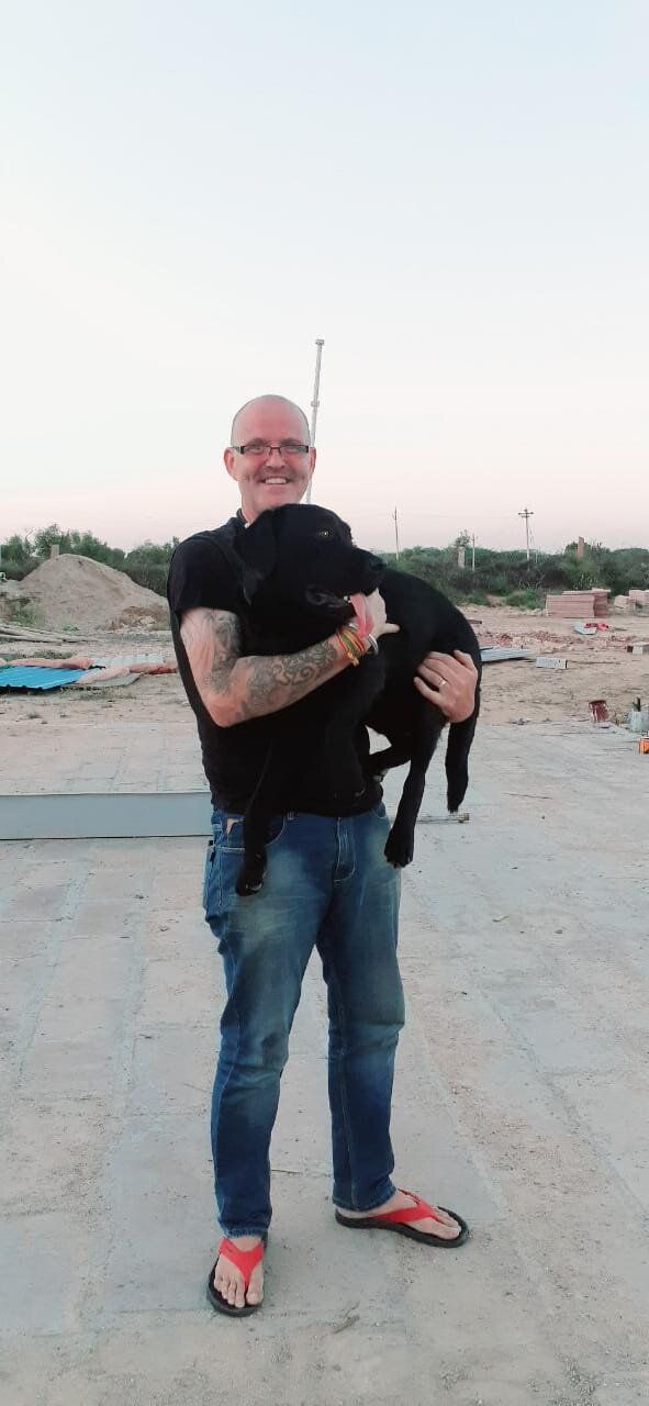 Undated handout photo issued by family of Ian Jones with his adopted dog Rocky.