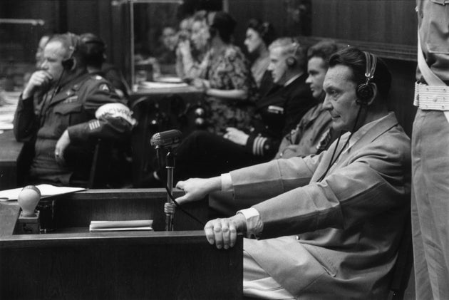 El líder nazi Hermann Goering (1893-1946), durante los juicios de Nuremberg, en los que fue condenado...