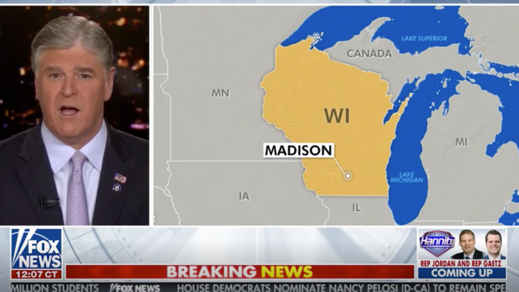 Fox News Sean Hannity Highlights Part Of Michigan As Being In Canada Huffpost Canada Politics Michigan To Canada Map