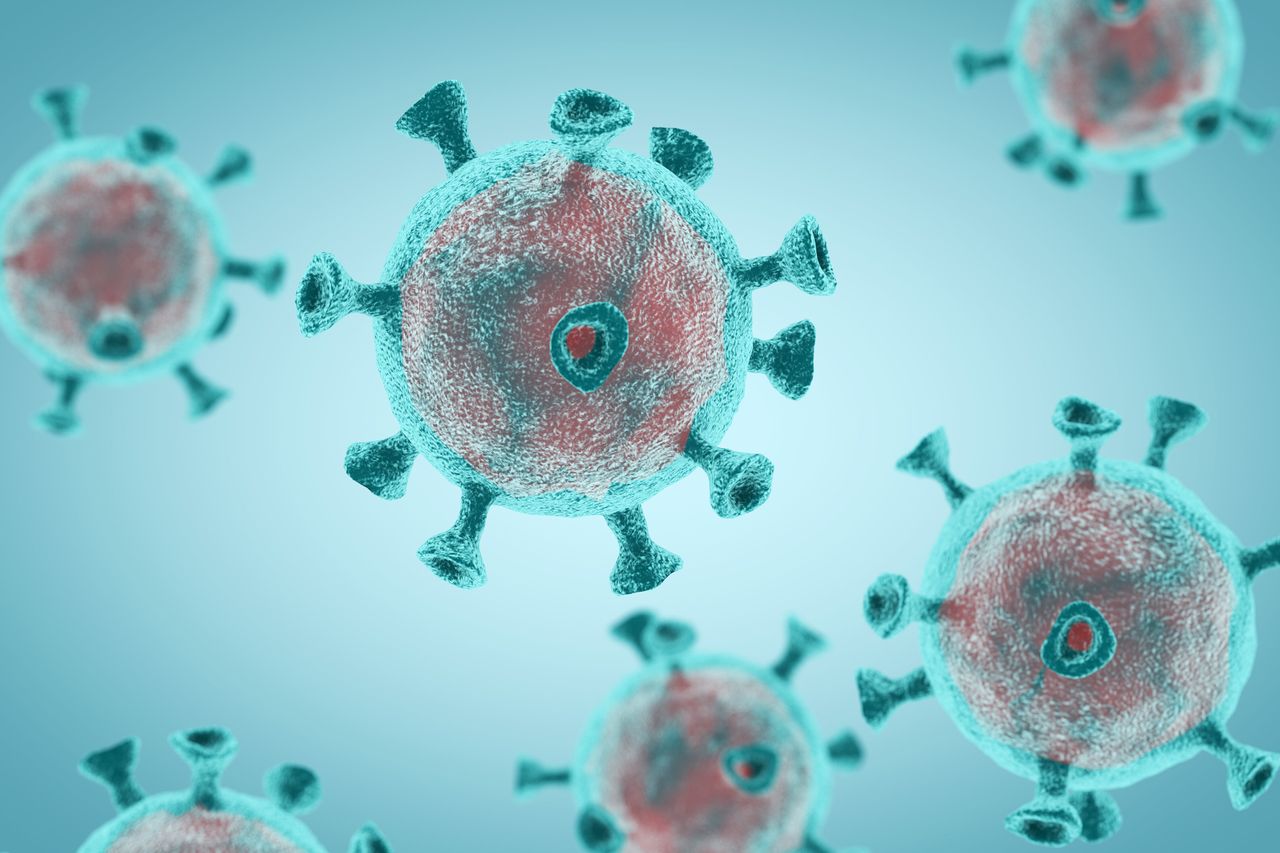 A 3D rendering of SARS CoV-2 – the coronavirus that causes Covid-19