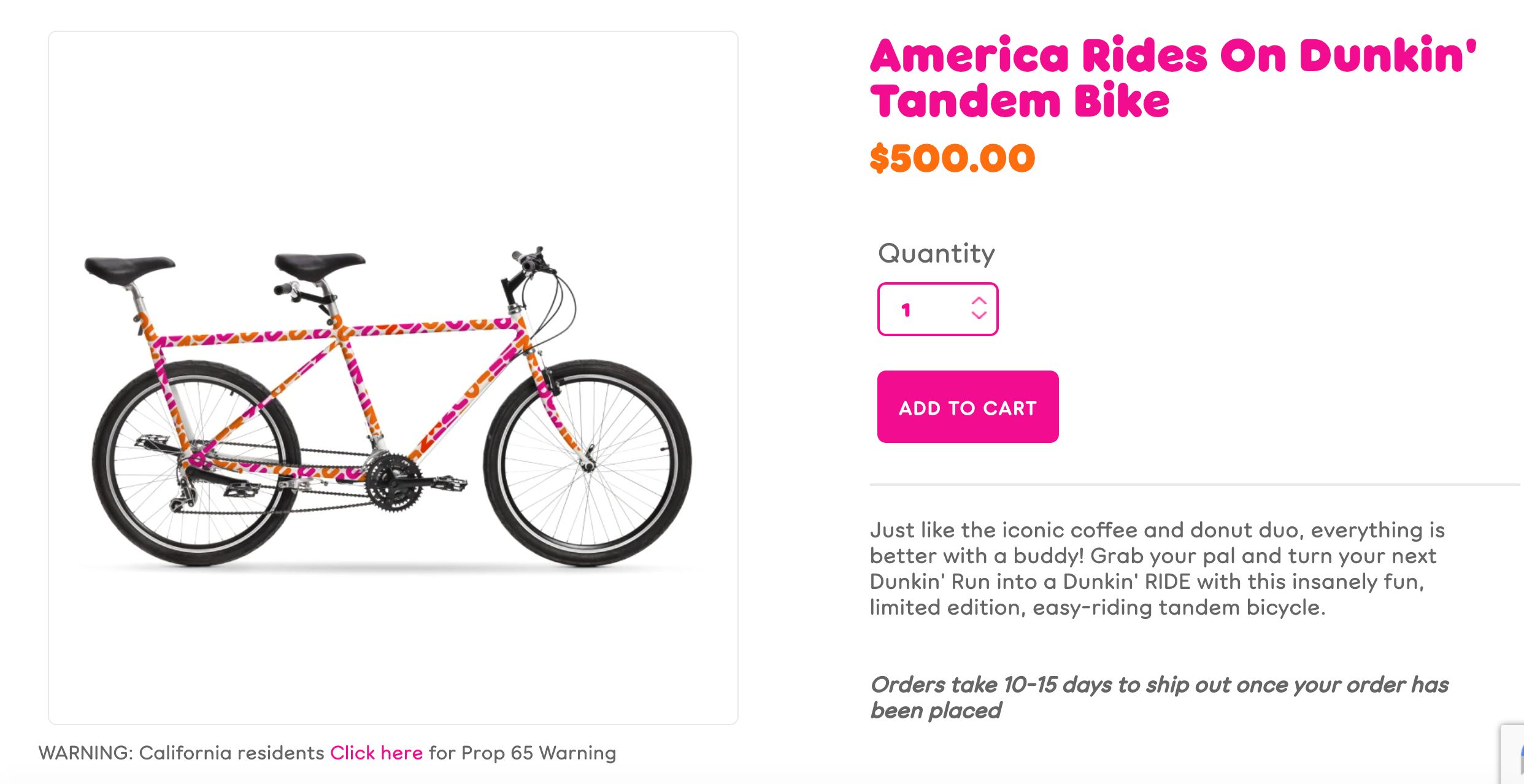 dunkin donuts tandem bike