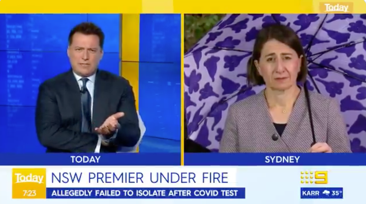 'Today' show host Karl Stefanovic grilled NSW Premier Gladys Berejiklian on Tuesday after she took a COVID-19 test last week but didn't self-isolate till her results arrived.