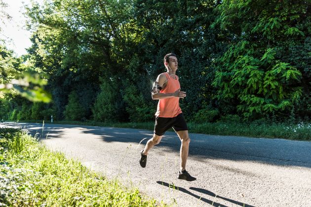 Young man running in the park