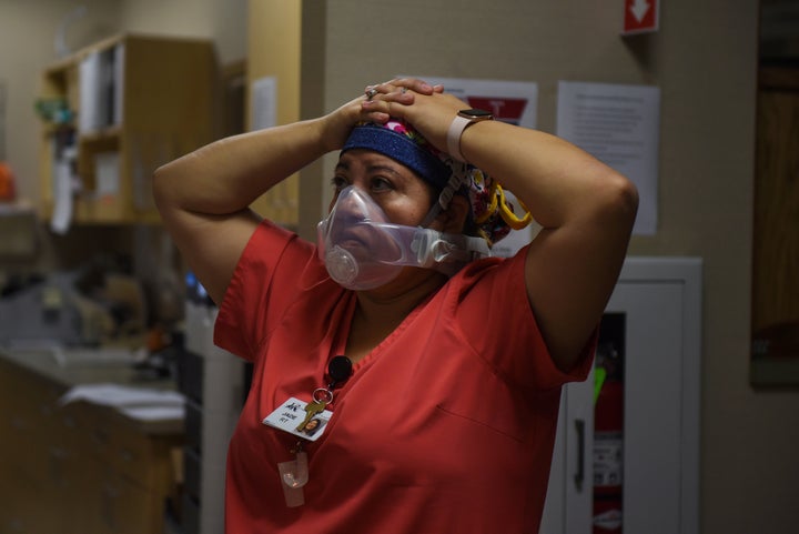 Jade Carabajal-Richter worries about a lack of beds for patients with COVID-19 as case numbers surge at a hospital in Lakin, 