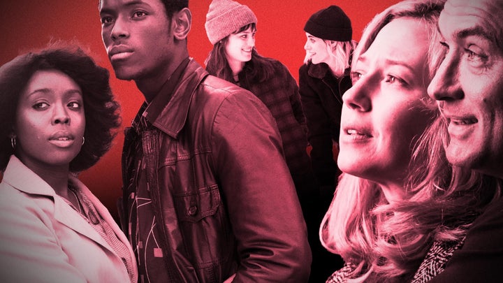 From left to right: characters from "Lovers Rock," "Happiest Season" and "The Nest."