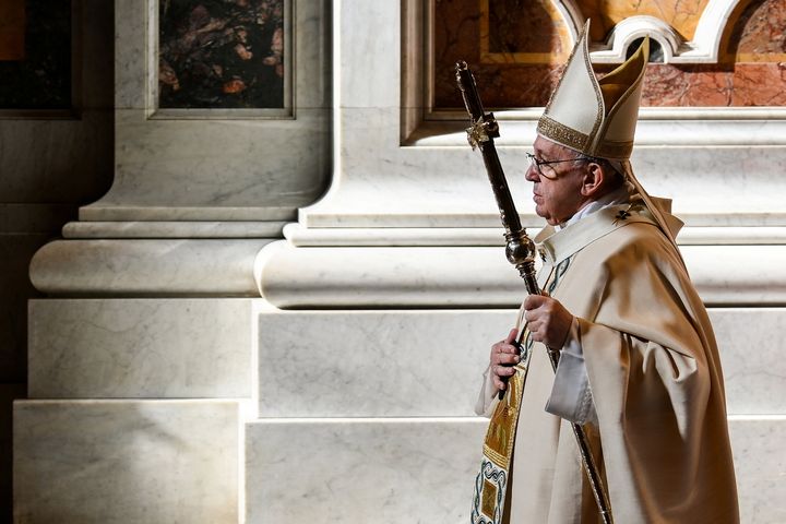 Pope Francis celebrates Mass at St. Peter's Basilica, at the Vatican, November 22, 2020. 
