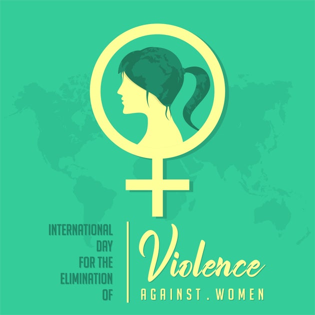 International day for the elimination of violence against women with women head on women symbol