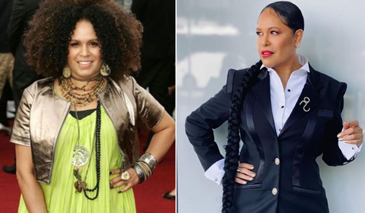 Christine Anu at the ARIA Awards in 2007 (L) and in 2020 (R) 
