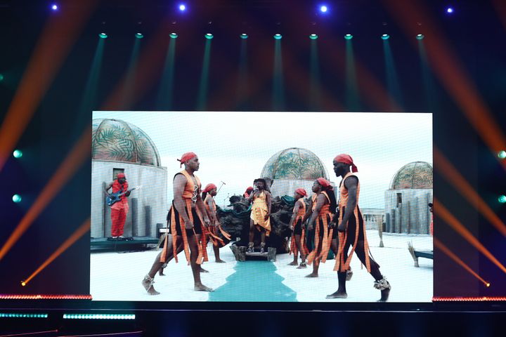 Sampa the Great performs via video link in Botswana, at the 2020 ARIA Awards at The Star on November 25, 2020 in Sydney, Australia. 