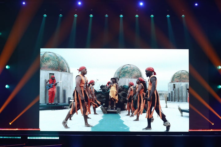 Sampa the Great performs via video link in Botswana, at the 2020 ARIA Awards at The Star on November 25, 2020 in Sydney, Australia.