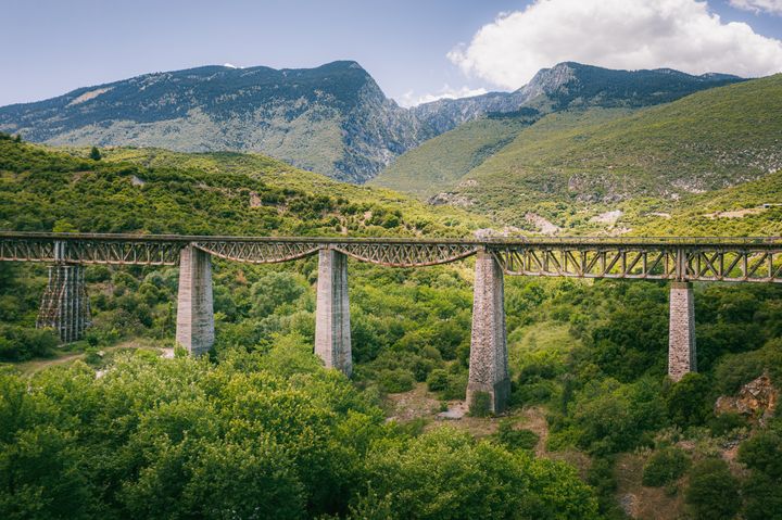 The rail bridge of Gorgopotamos in central Greece