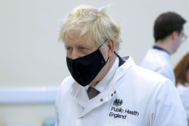 Prime Minister Boris Johnson during a visit to Public Health England (PHE) Porton Down, at Porton Down science park near Salisbury, Wiltshire.