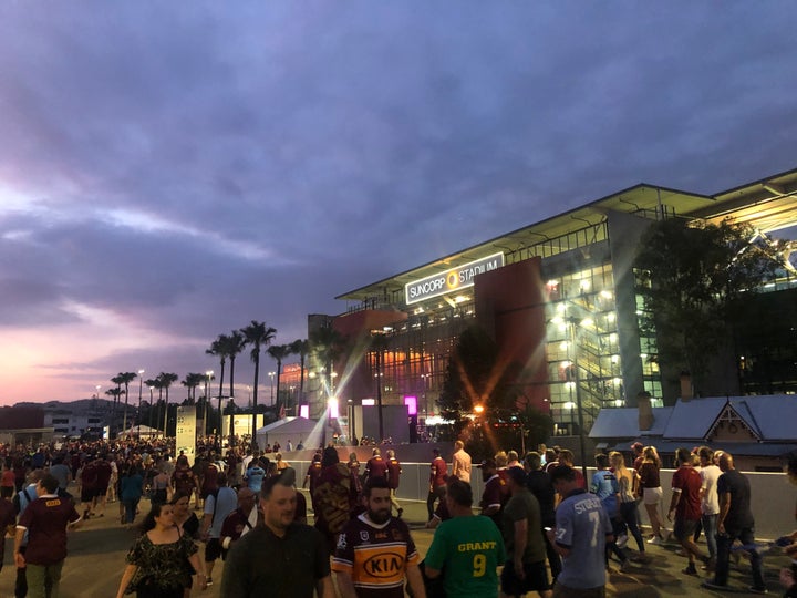 The crowd outside Brisbane's Suncorp Stadium.