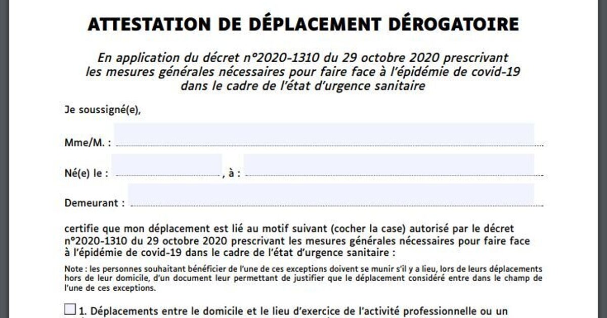 Nouvelle Attestation De Deplacement Pour Le Confinement Allege Ou La Telecharger Le Huffpost Nouvelle Attestation De Deplacement Pour Le Confinement Allege Ou La Telecharger Le Huffpost