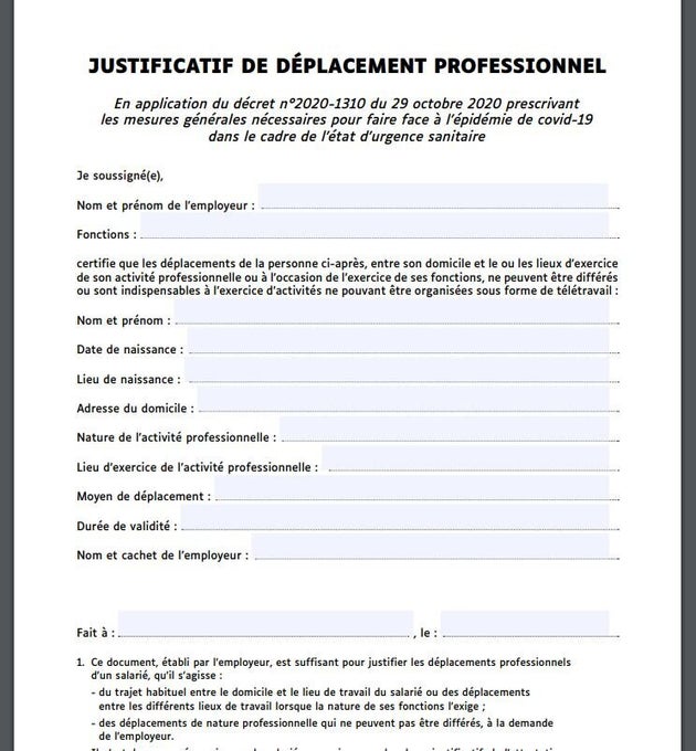 Nouvelle Attestation De Deplacement Pour Le Confinement Allege Ou La Telecharger Le Huffpost