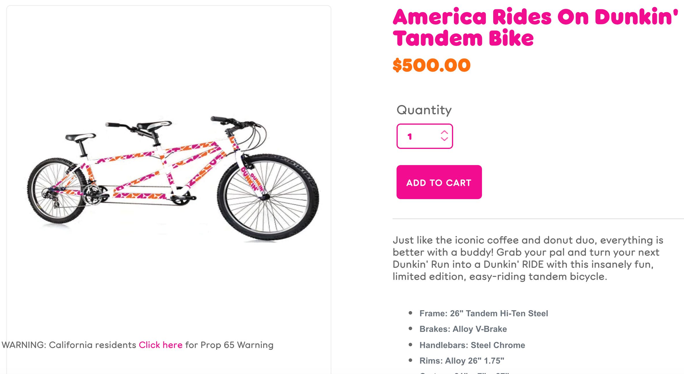 dunkin donuts tandem bike