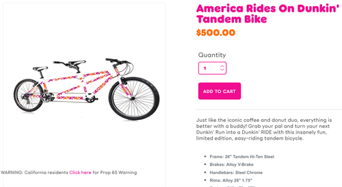 Dunkin donuts tandem bicycle sale