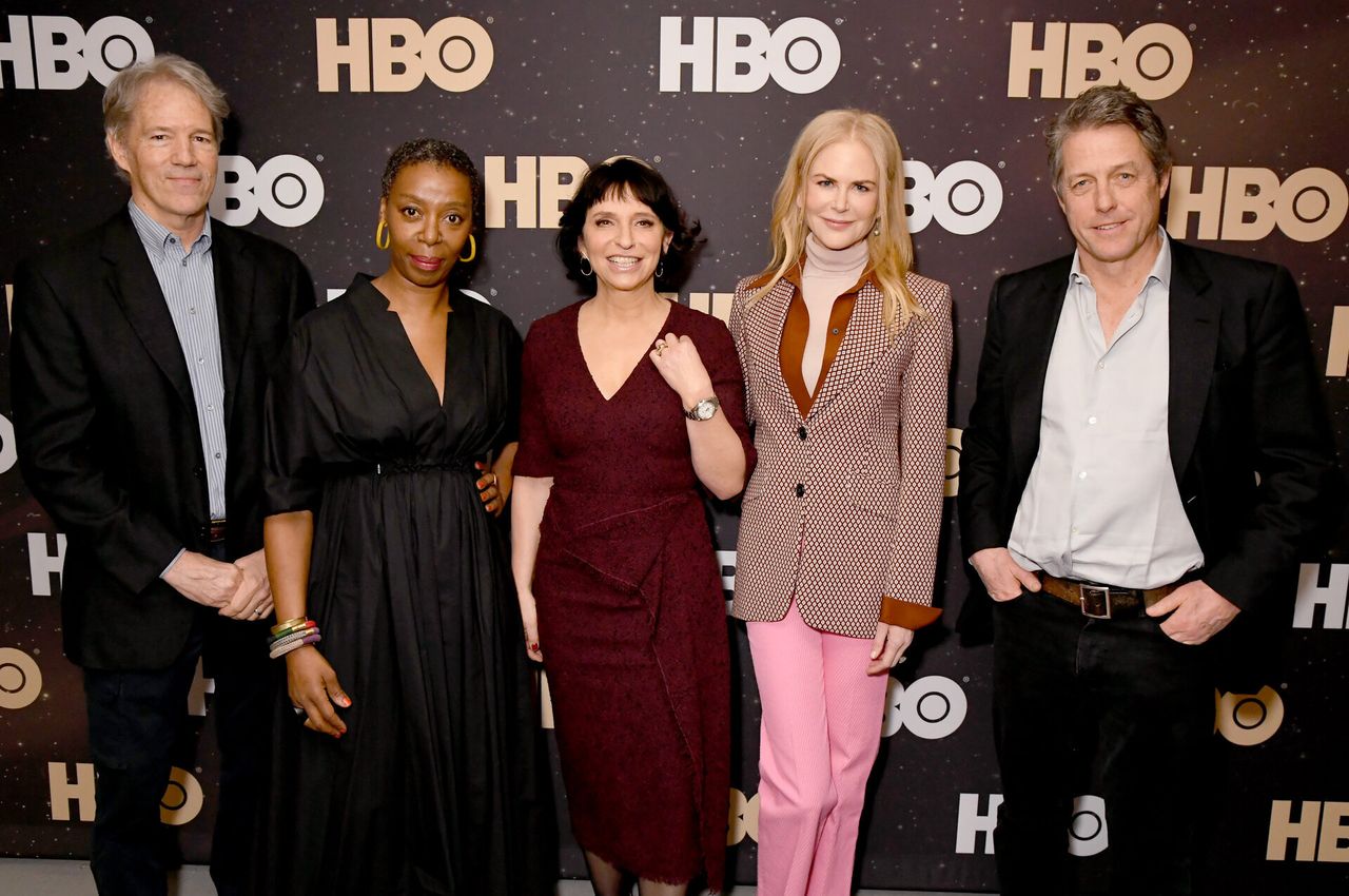 From left to right, David E. Kelley, Noma Dumezweni, Susanne Bier, Nicole Kidman and Hugh Grant of The Undoing at the 2020 Winter Television Critics Association press tour in Pasadena, California, on Jan. 15.