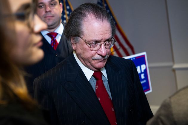 Joseph diGenova, attorney for President Donald Trump's campaign, at a November 19 press conference where Trump lawyers Rudy Giuliani, Jenna Ellis and Sidney Powell peddled conspiracy theories about the 2020 election.