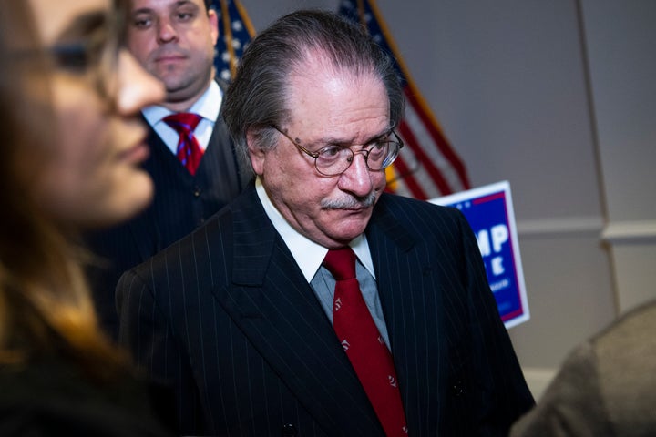 Joseph diGenova, attorney for President Donald Trump's campaign, at a Nov. 19 press conference where Trump lawyers Rudy Giuliani, Jenna Ellis and Sidney Powell peddled conspiracy theories about the 2020 election.