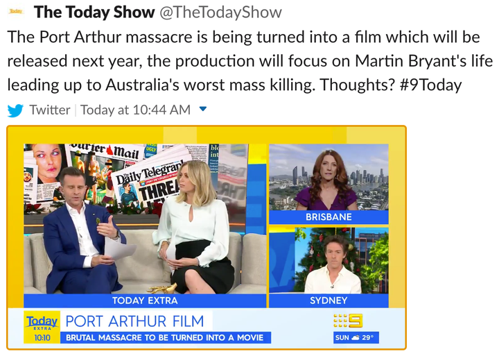 ‘Today Extra’ host David Campbell (L) said on Tuesday, “I wish this was about the victims’ story more than Martin Bryant’s story”.