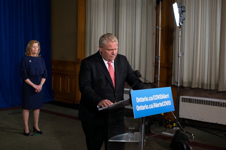 Ontario Premier Doug Ford attends a news conference at the Ontario legislature in Toronto on Nov. 25, 2020.
