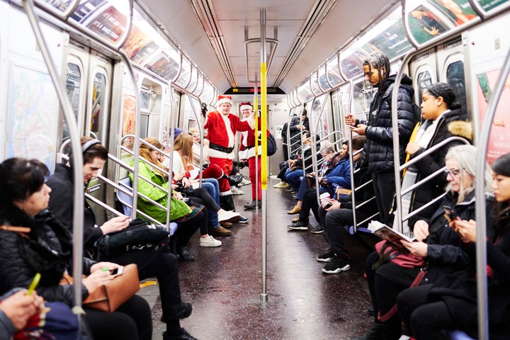 People ride the New York City subway on Dec. 14, 2019. New research suggests that the coronavirus was in the U.S. in late 2019.