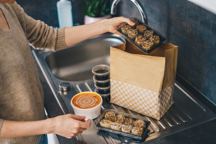 Food or drink residue can contaminate recyclable materials.