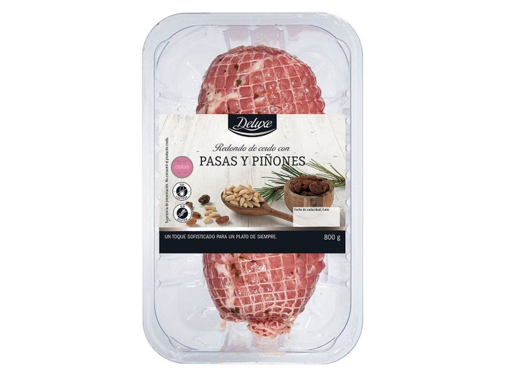 Redondo de cerdo con pasas y piñones, de Lidl.