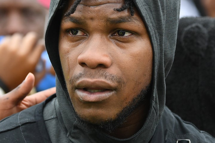 British actor John Boyega takes part in an anti-racism demonstration in London, on June 3, after George Floyd, an unarmed bla