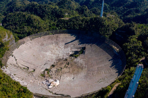 His historic radio telescope collapsed