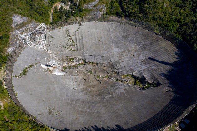 His historic radio telescope collapsed