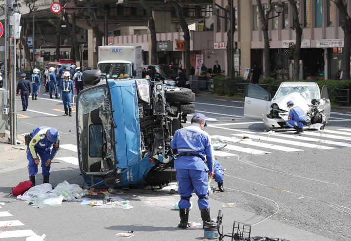 池袋事故／横転したごみ収集車（2019年4月）