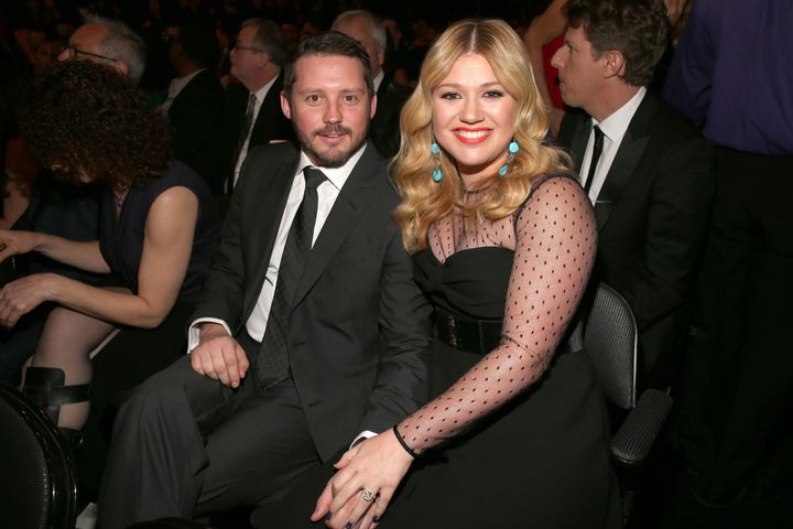 Kelly Clarkson and Brandon Blackstock attend the 55th Annual Grammy Awards on Feb. 10, 2013, in Los Angeles.
