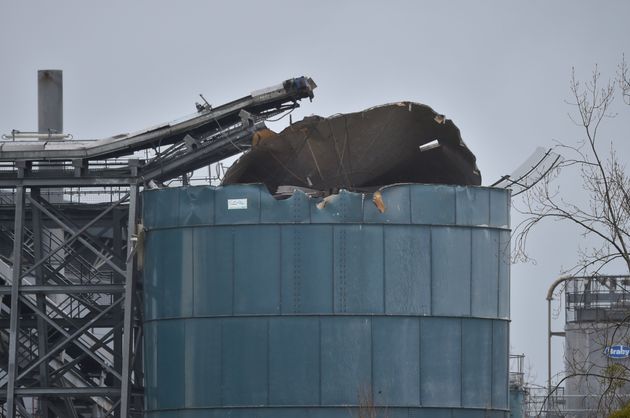 The scene in Avomouth, Bristol, as fire crews, police and paramedics are responding to a large explosion at a warehouse where there have been multiple casualties.